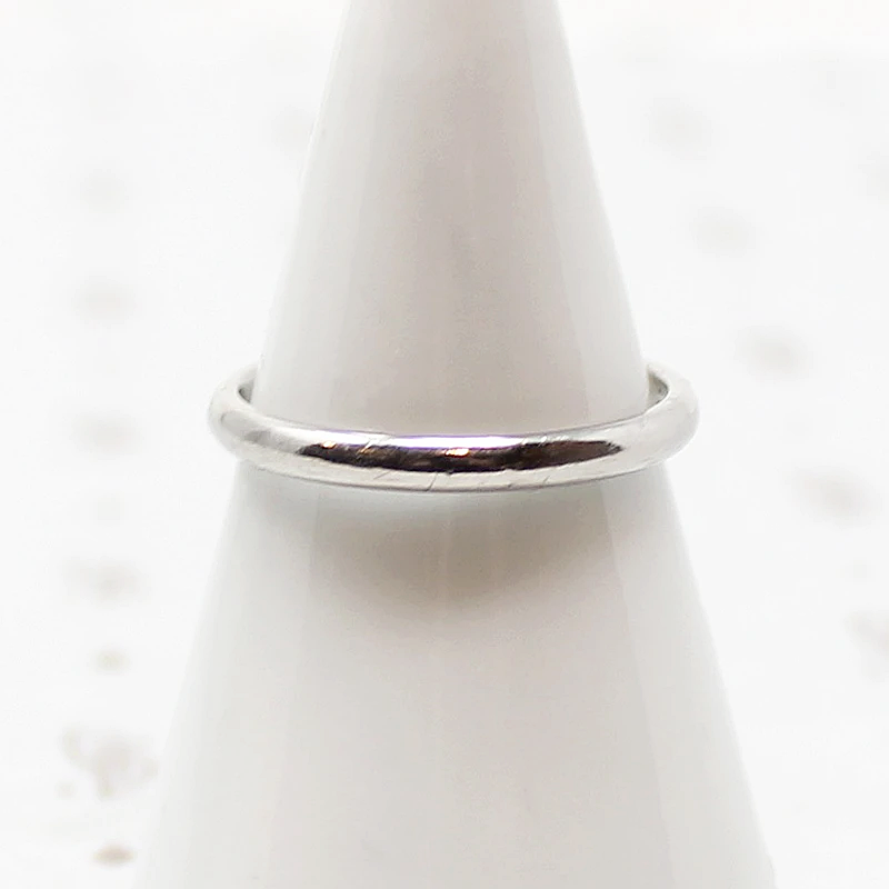 Slim Platinum Half Round Wedding Band by F. Goldman