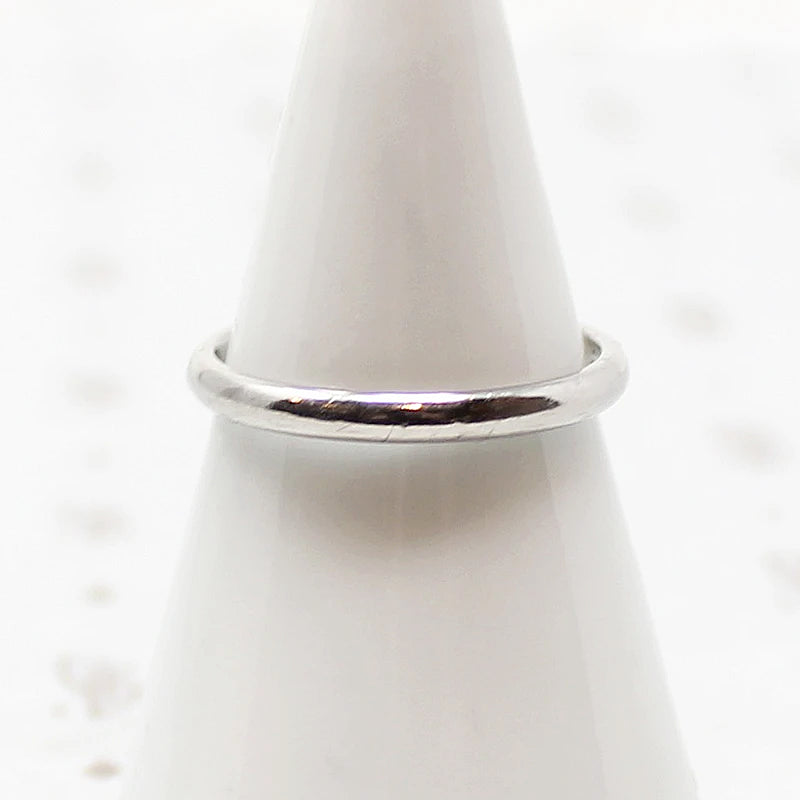 Slim Platinum Half Round Wedding Band by F. Goldman