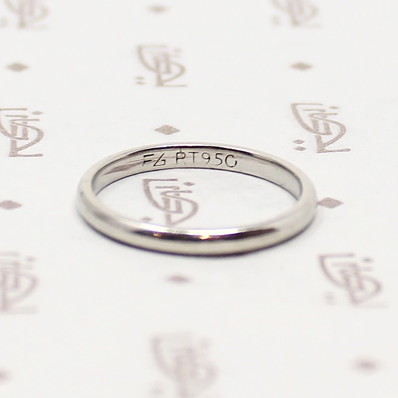 Slim Platinum Half Round Wedding Band by F. Goldman