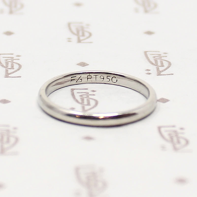 Slim Platinum Half Round Wedding Band by F. Goldman