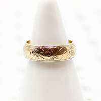 Romantically Engraved Vintage Gold Wedding Band