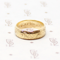 Romantically Engraved Vintage Gold Wedding Band