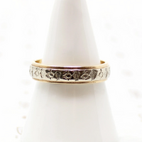 Floral Two-Tone Mens Vintage Wedding Band