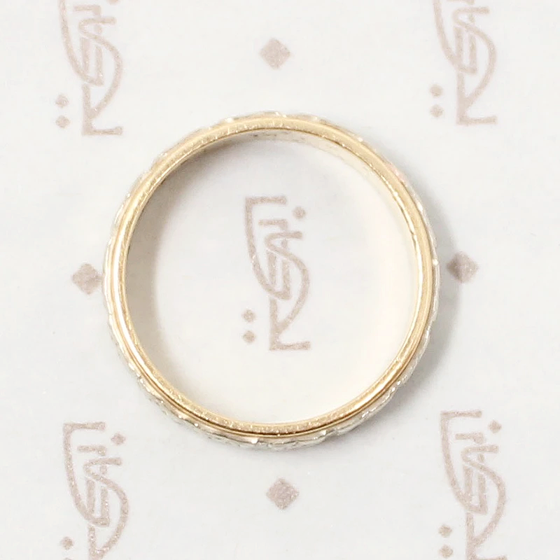 Floral Two-Tone Mens Vintage Wedding Band