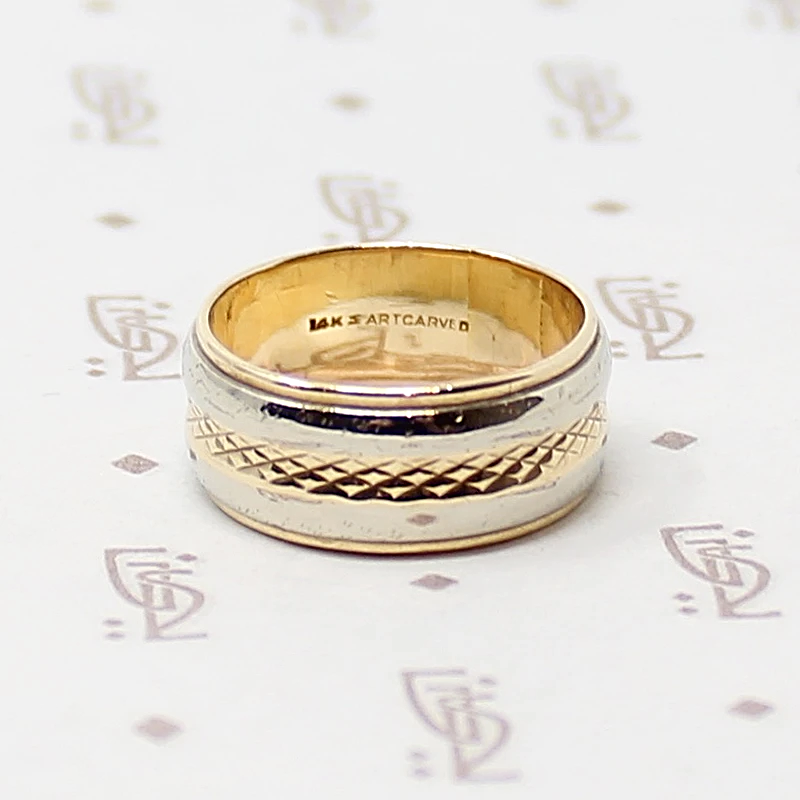 Charming Two-Tone Engraved ArtCarved Band