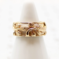 Sculpted Leaves Open Work Gold Band