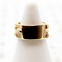 Sculpted Leaves Open Work Gold Band