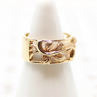 Sculpted Leaves Open Work Gold Band
