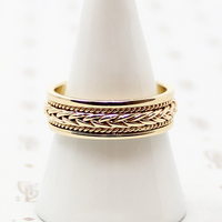 Vintage Mens Wedding Band with Woven Gold Plait
