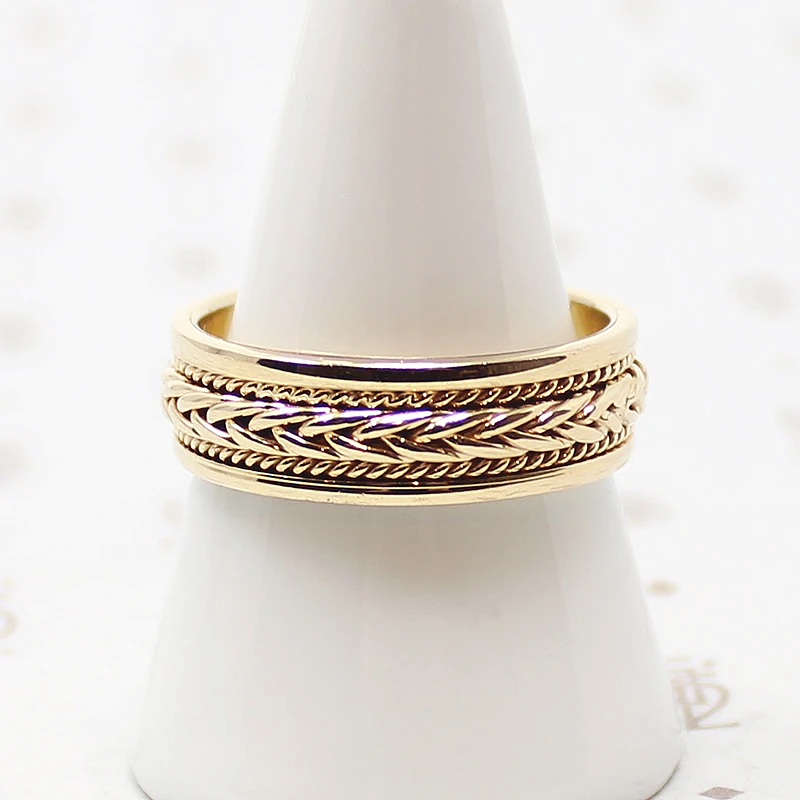 Vintage Mens Wedding Band with Woven Gold Plait