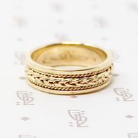 Vintage Mens Wedding Band with Woven Gold Plait