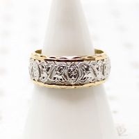 Two-Tone Engraved Paisley Open Work Band
