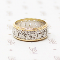 Two-Tone Engraved Paisley Open Work Band