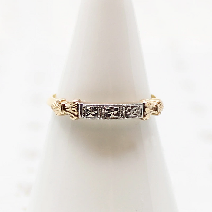 Delightfully Detailed Two-Tone Forget Me Not Band