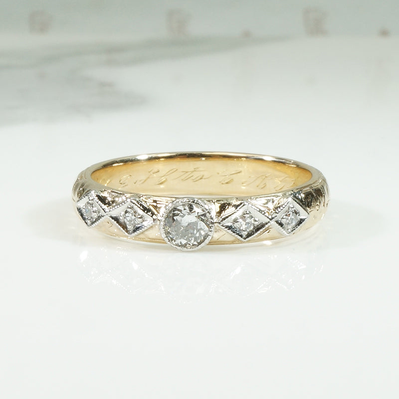 Substantial Edwardian Two Tone Diamond Band