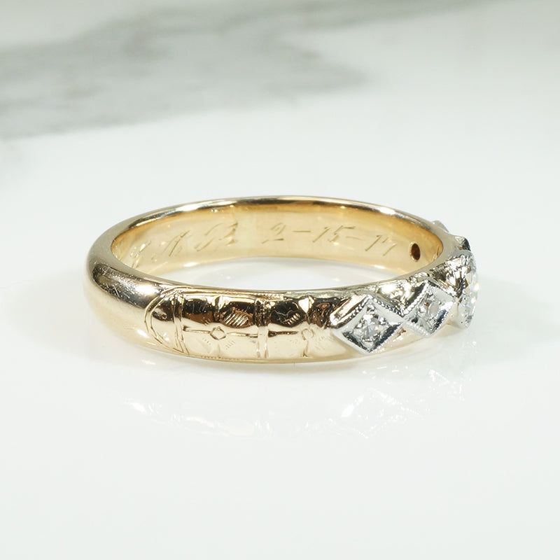 Substantial Edwardian Two Tone Diamond Band