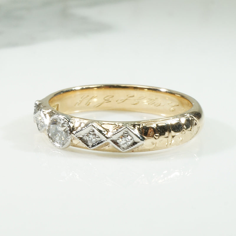 Substantial Edwardian Two Tone Diamond Band