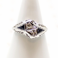 Unusual Diamond & Lab Sapphire Filigree Daisy Ring