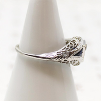 Unusual Diamond & Lab Sapphire Filigree Daisy Ring