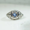 Lovely Sapphire White Gold Filigree Ring