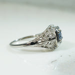 Lovely Sapphire White Gold Filigree Ring