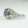 Lovely Sapphire White Gold Filigree Ring