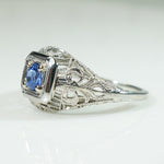 Lovely Sapphire White Gold Filigree Ring