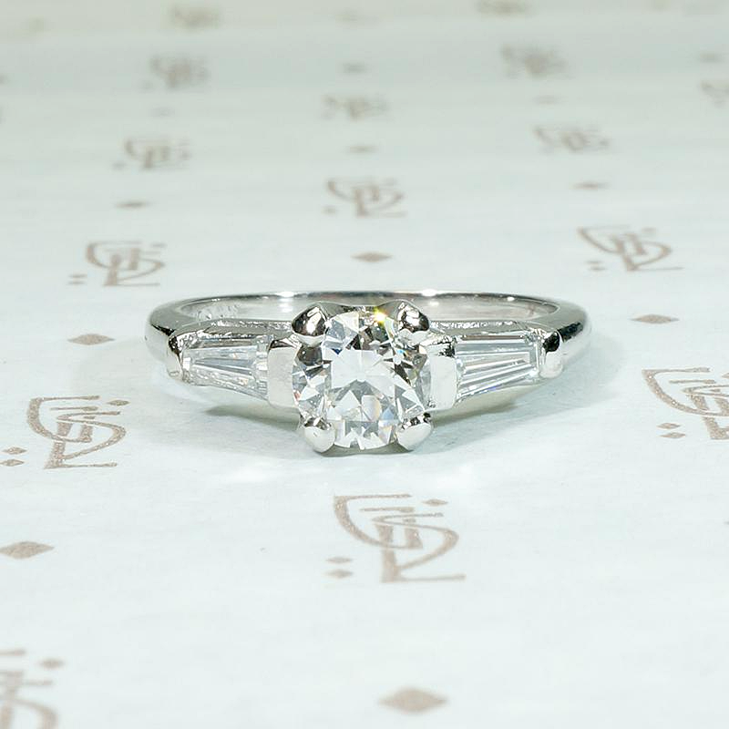 Brilliant Old Euro Diamond in Refined Mid Century Engagement Ring