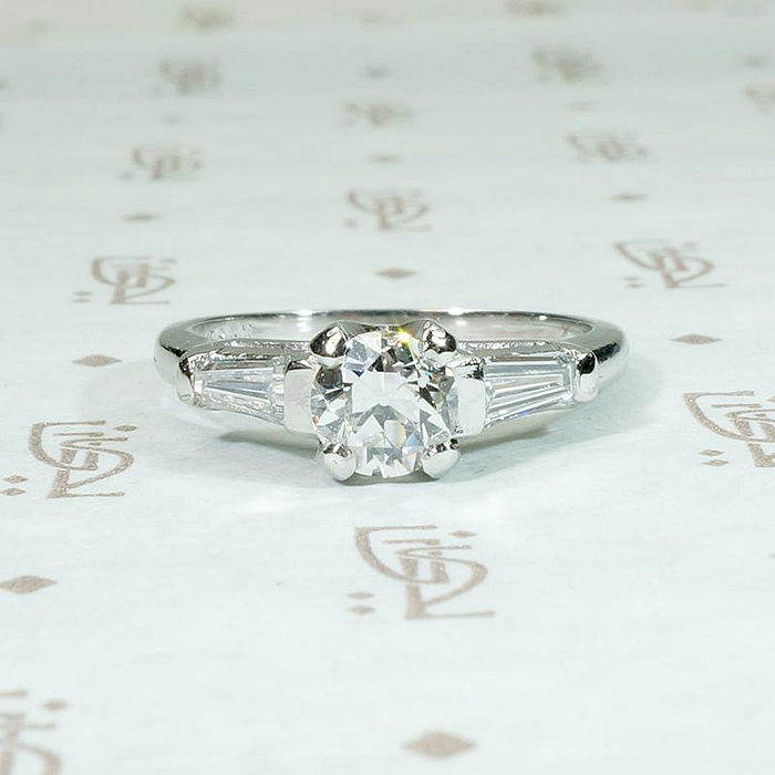 Brilliant Old Euro Diamond in Refined Mid Century Engagement Ring