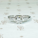 Brilliant Old Euro Diamond in Refined Mid Century Engagement Ring