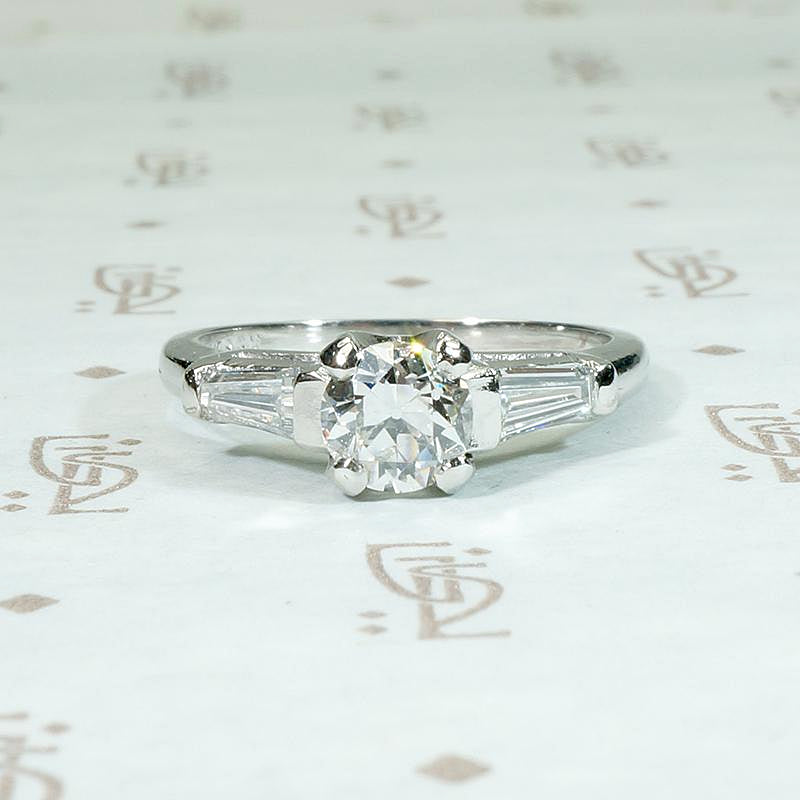 Brilliant Old Euro Diamond in Refined Mid Century Engagement Ring