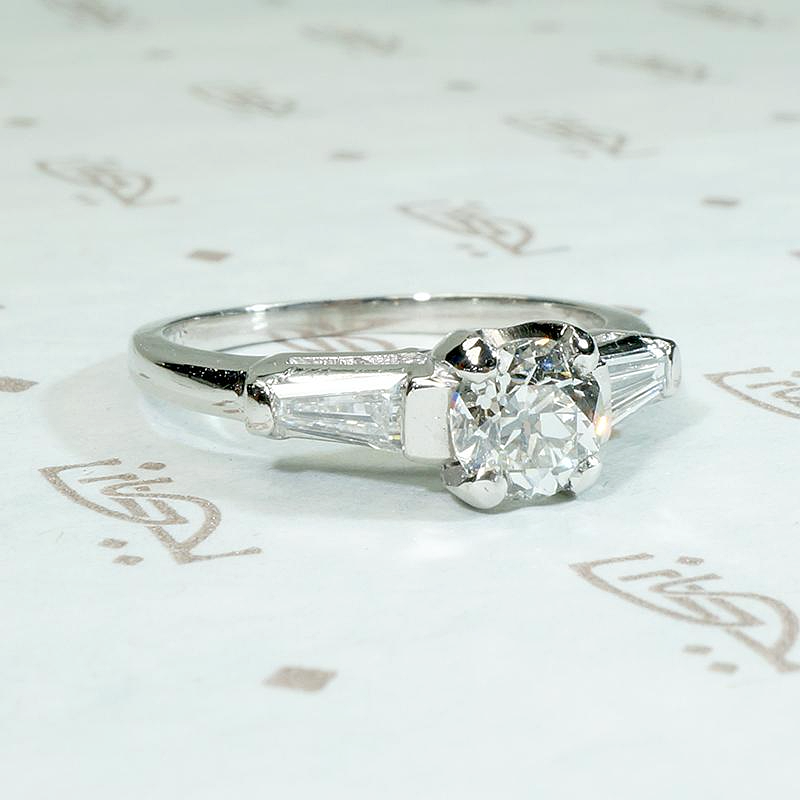 Brilliant Old Euro Diamond in Refined Mid Century Engagement Ring