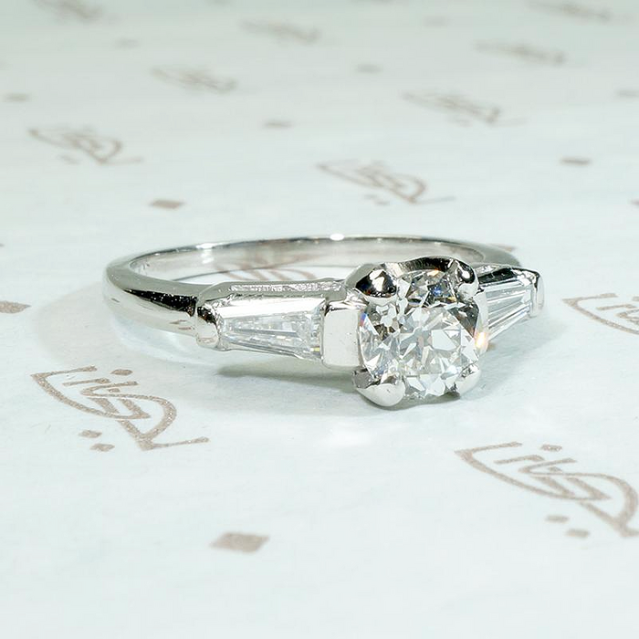 Brilliant Old Euro Diamond in Refined Mid Century Engagement Ring