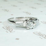 Brilliant Old Euro Diamond in Refined Mid Century Engagement Ring