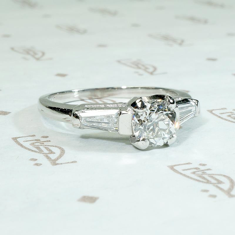 Brilliant Old Euro Diamond in Refined Mid Century Engagement Ring