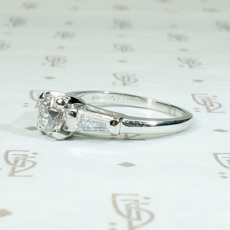 Brilliant Old Euro Diamond in Refined Mid Century Engagement Ring