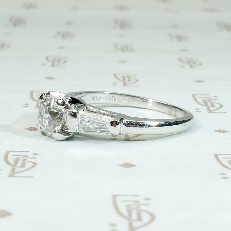 Brilliant Old Euro Diamond in Refined Mid Century Engagement Ring