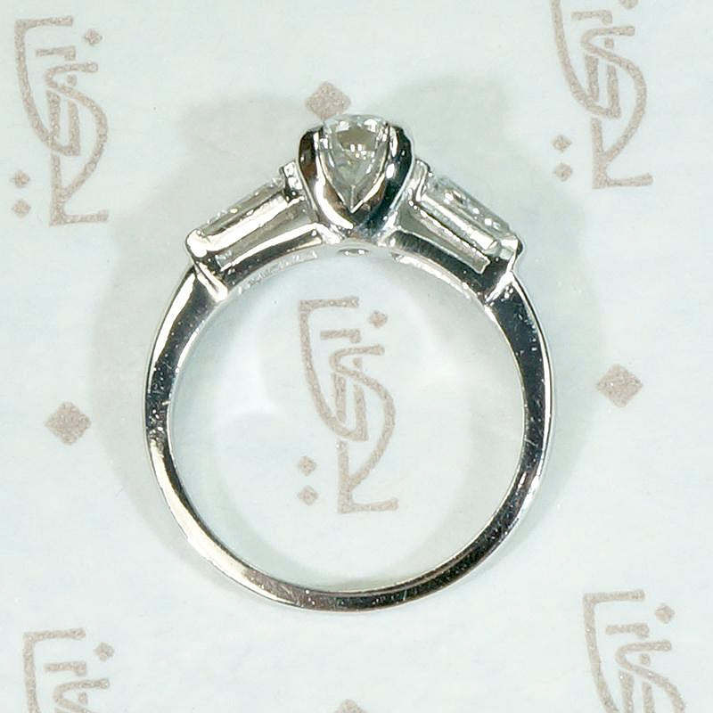 Brilliant Old Euro Diamond in Refined Mid Century Engagement Ring