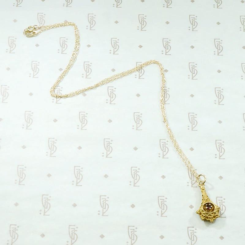 Etruscan Revival Gold Filigree & Garnet Necklace