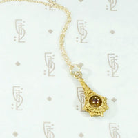 Etruscan Revival Gold Filigree & Garnet Necklace