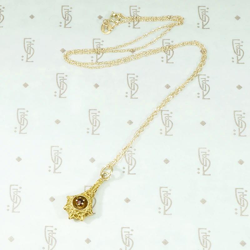 Etruscan Revival Gold Filigree & Garnet Necklace