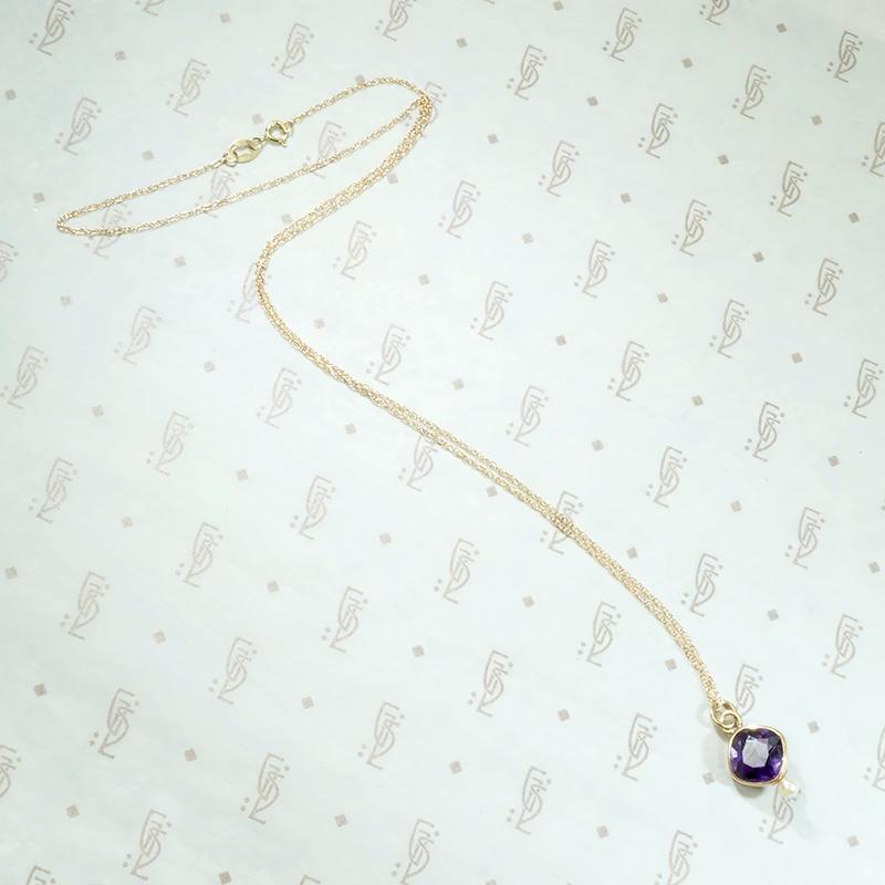 Rich Purple Amethyst Pendant with Pearl Accent