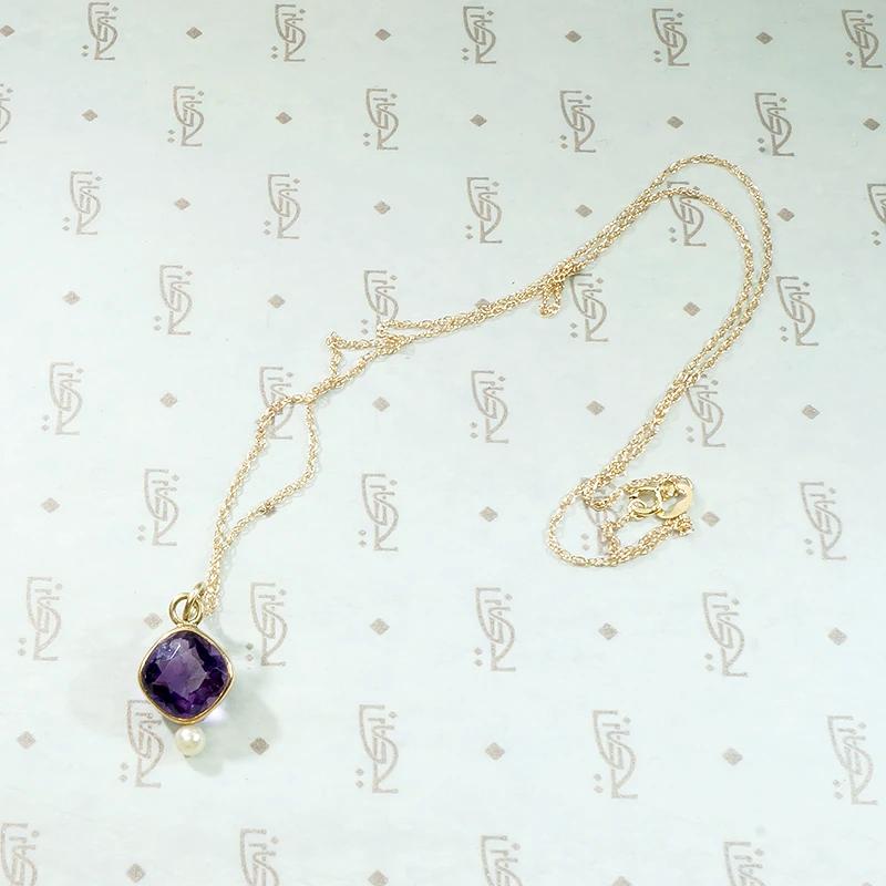 Rich Purple Amethyst Pendant with Pearl Accent