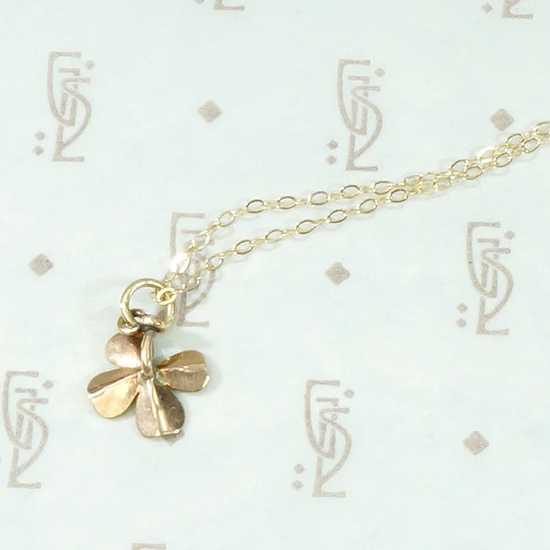 Sweetest Four Leaf Clover Engraved Gold Necklace