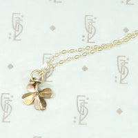 Sweetest Four Leaf Clover Engraved Gold Necklace