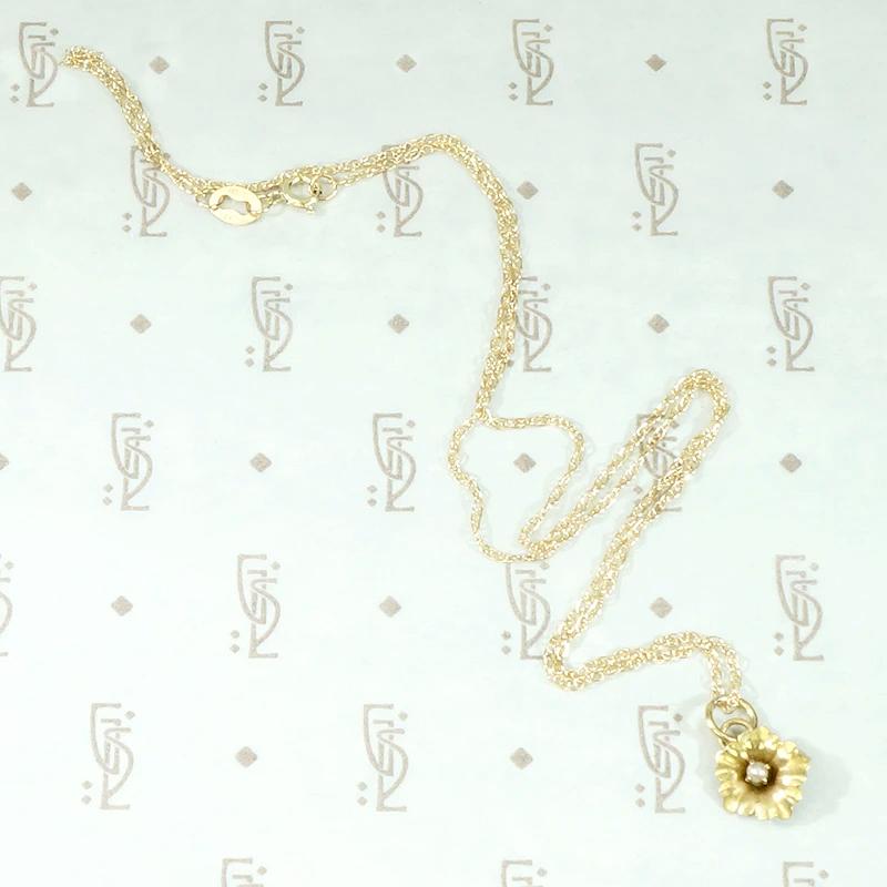 Wee Gold Blossom Pendant with Pearl