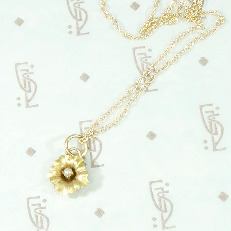 Wee Gold Blossom Pendant with Pearl