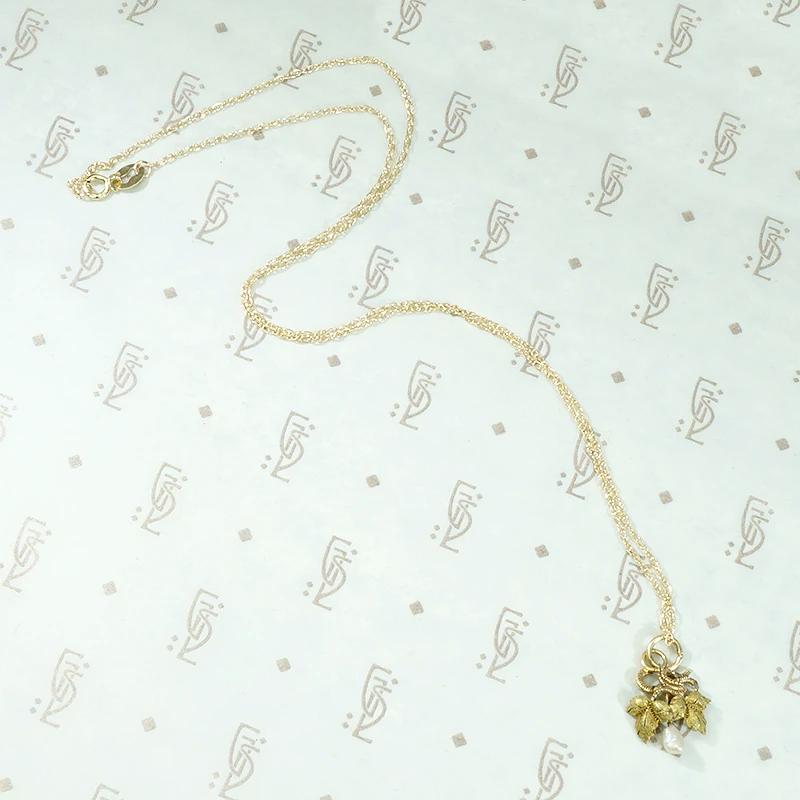 Highly Detailed Engraved Gold Grape Leaf Pendant