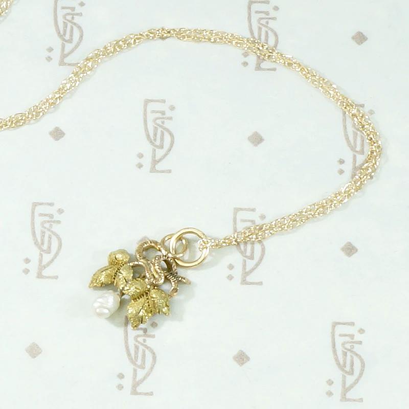 Highly Detailed Engraved Gold Grape Leaf Pendant