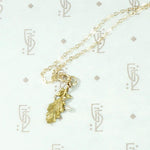 Delicate Gold Oak Leaf Pendant with Pearl Accent